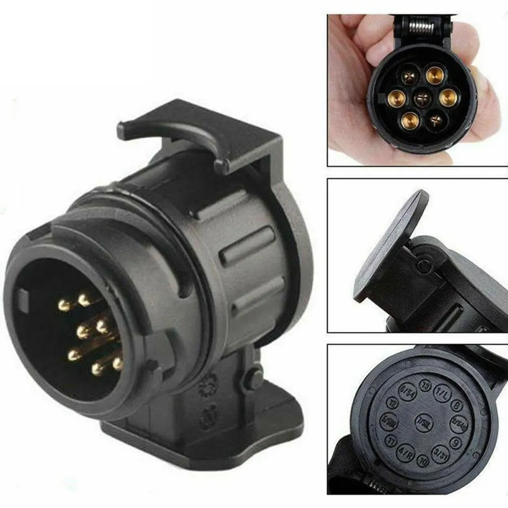 13 To 7 Pin RV Connector Durable Mini Socket Adapter Waterproof Towing Plugs Socket 12V for Towing Truck for Touring Car Trailer
