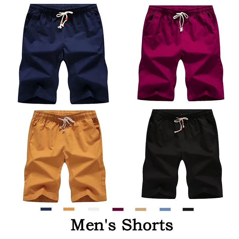 2023 New Summer Solid Shorts Men High Quality Casual Business Social Elastic Waist Men Shorts 7Colors Beach Shorts men s shorts 2022 summer new fashion casual beach short pant cotton solid color elastic waist five point pants men s clothing