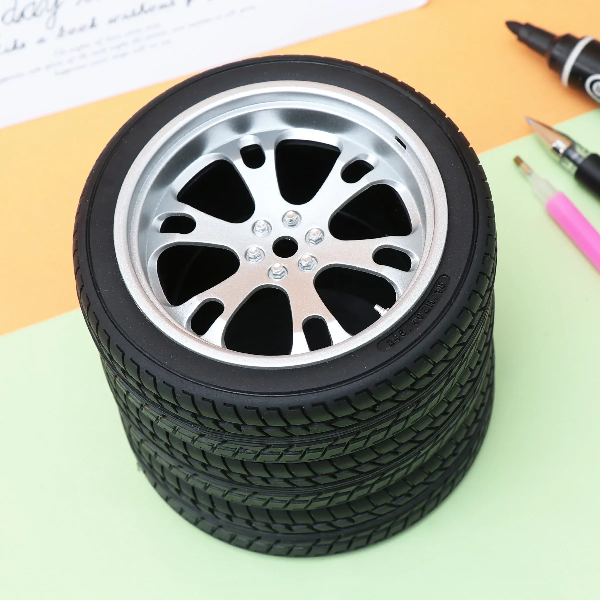 

Artificial Tire Pen Holder Office Pen Storage Holder Stylish Simulation Tire Pen Holder