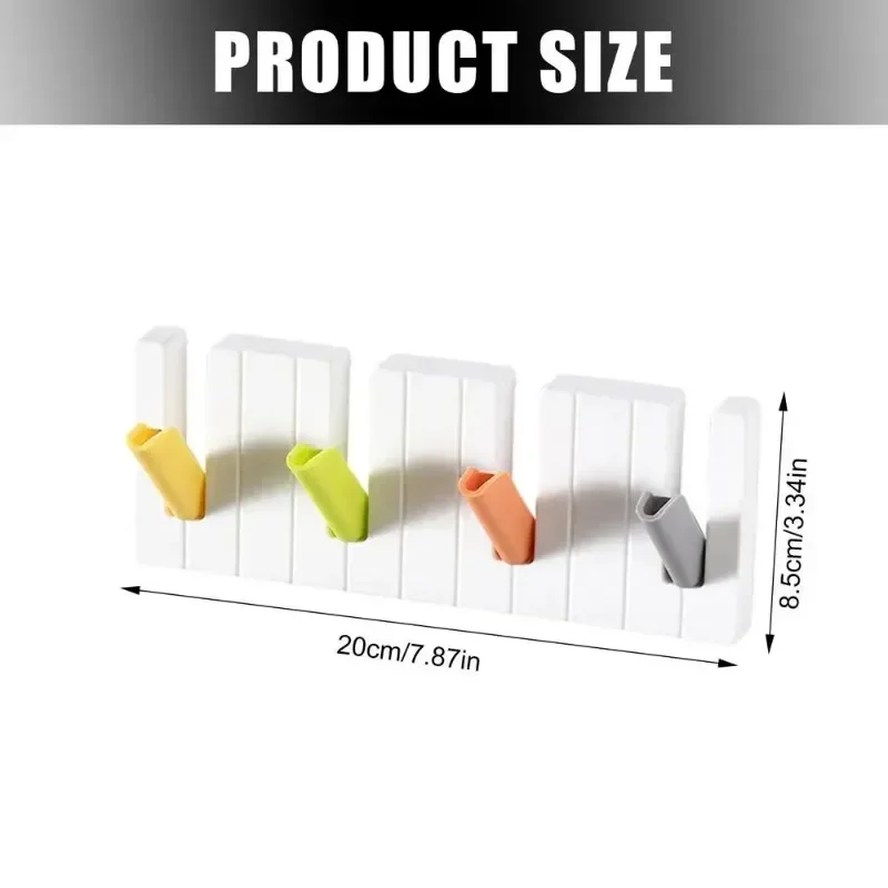 4 Grids Piano Keys Hook Hanger Wall Mounted Coat Hanger Creative Wall Decoration For Home Living Room Bedroom Decorative Hooks
