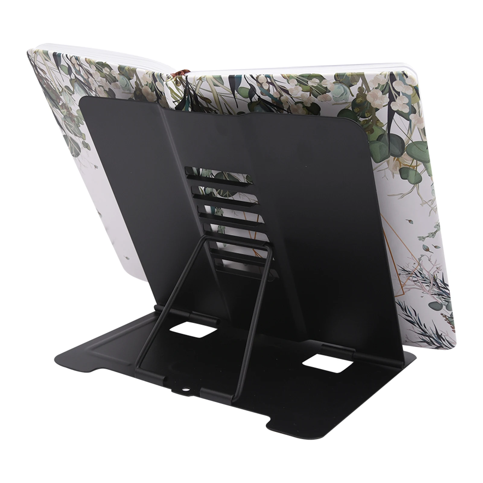 

School Office Black Adjustable Angle Recipe Holder Desk Reading Rest Metal Foldable Book Stand Home Kitchen Working For Studying