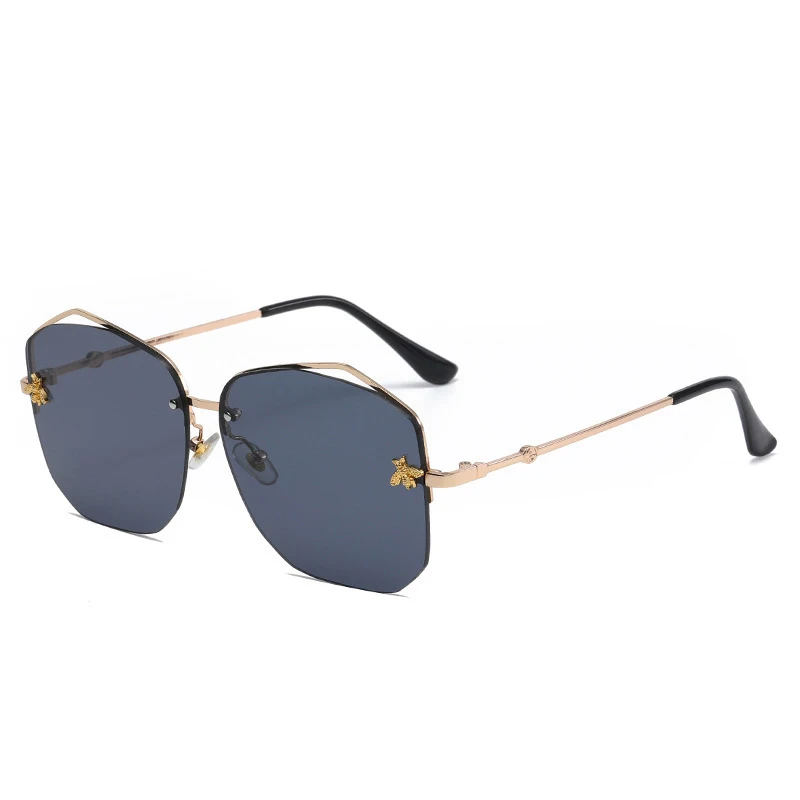 

Luxury Brand Square Bee Sunglasses Women Retro designer Metal Frame Oversized Sun Glasses Men Female Frameless Gradient Oculos