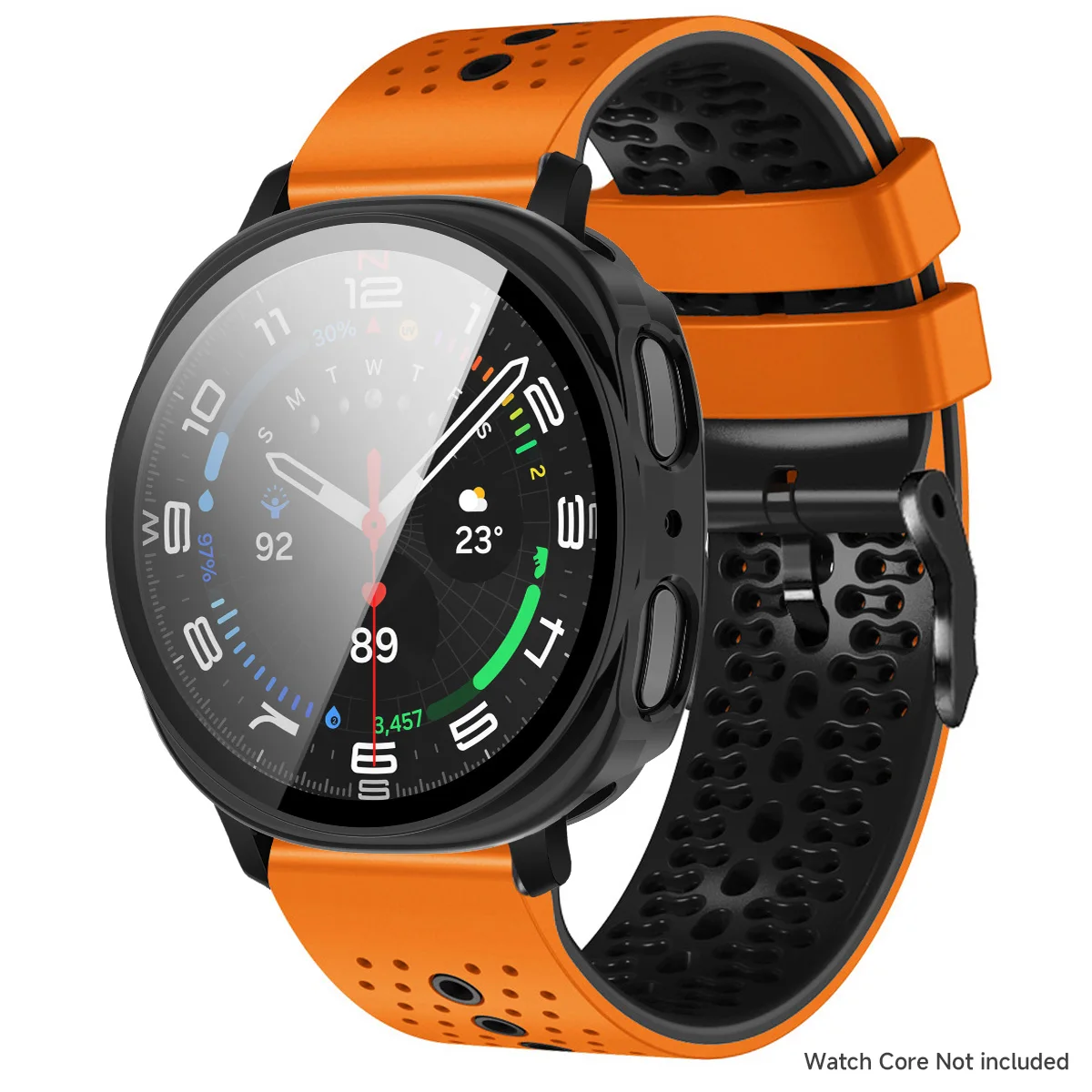 Two-Tone Silicone Strap with Glass Protective Case and Tempered Film