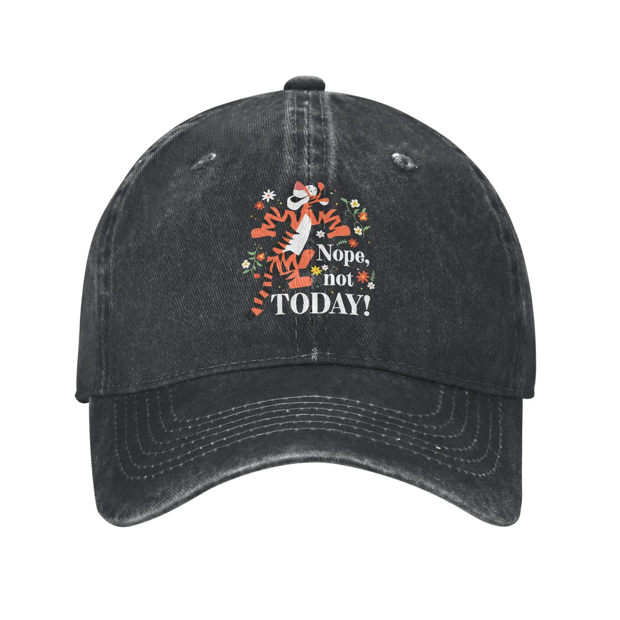 Winnie the Pooh Tigger Nope Not Today Baseballkappe Sonne Outdoor Gym Verstellbare gewaschene Hip-Hop-Hüte Männer Erwachsene Print Snapback Cap