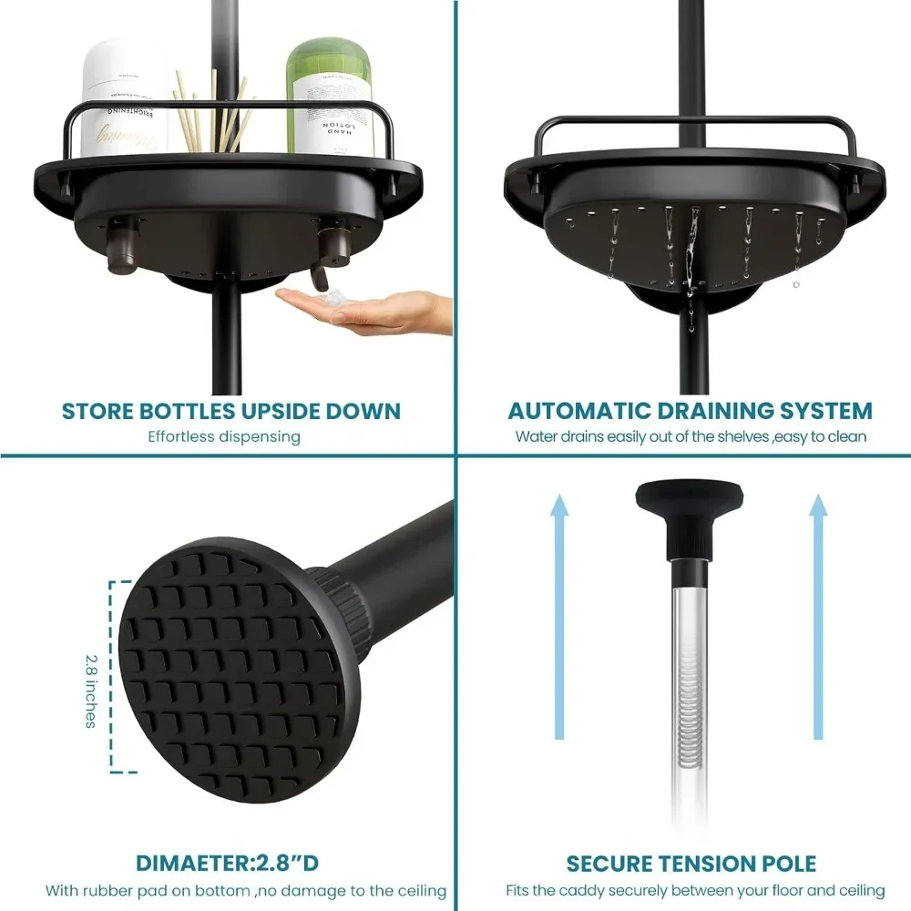 ALLZONE 4Tier Adjustable Shower Organizer w/Tension Rod My Store