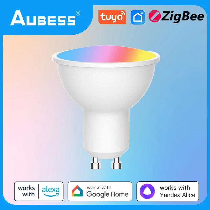 Tuya ZigBee GU10 Smart LED Bulbs RGB C+W White 5W Dimmable Lamps Smart