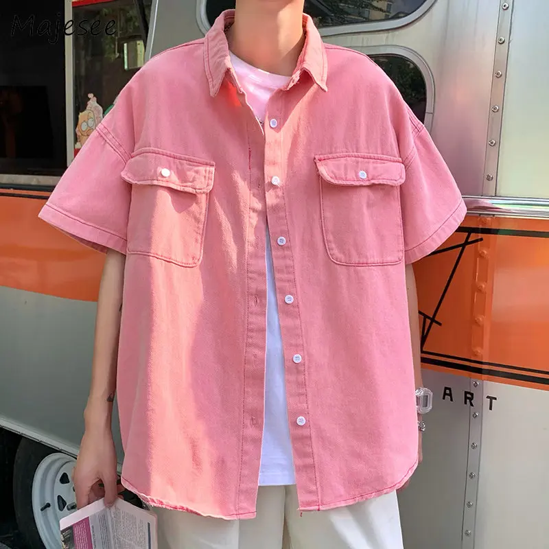 

Casual Cargo Shirts Men European Stylish All-match Teens Unisex Japanese Harajuku Retro Clothing Baggy Fashion Cool High Street