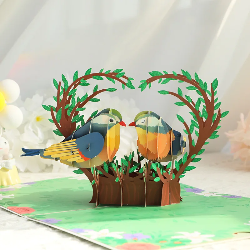 3D Heart Tree Greeting Card Valentine's Day Cards Three-dimensional Anniversary Greeting Card Handmade Creative Gifts