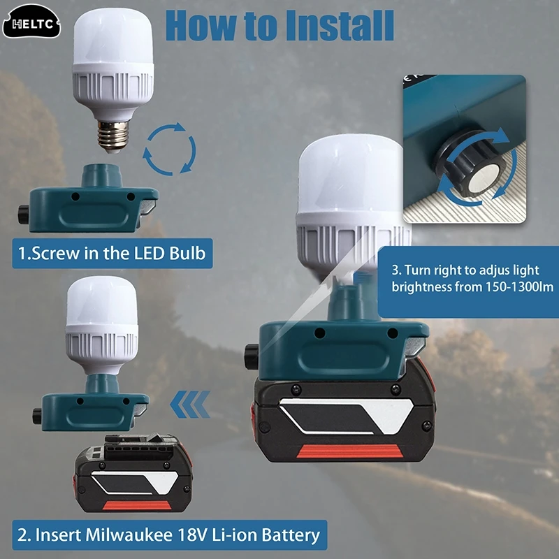 

1PCS Outdoor emergency LED light Li-ion Battery Bulb Lamp LED Work Light Dimmable Protable Handheld Flashlight Camp Lighting