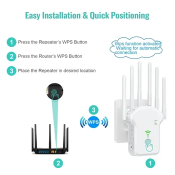 WiFi Repeater Wireless Router 1200Mbps 2.4G 5G Signal Cover Extender High Gain 6 Antenna Network Amplifier Range Signal Booster 2