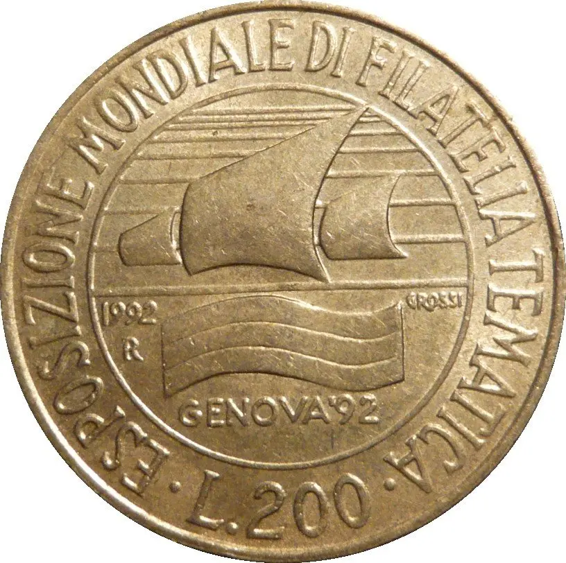 Repubblica Italiana 1992 Philatelic E Coin Expo 200 L Moneta Commemorativa