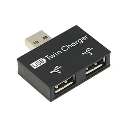 Dual - Port USB 2.0 Charger & Splitter Adapter (Black)