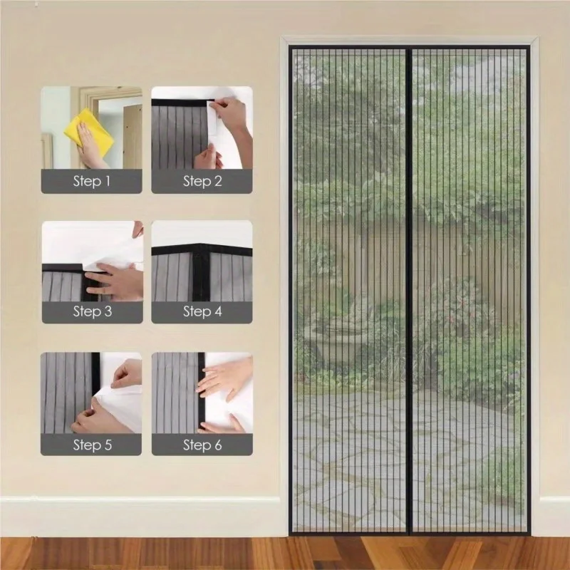 1PC Large Size Mosquito Proof Gauze Door Curtain, Encrypted Self-adhesive Door Curtain, Insect and Wind Proof