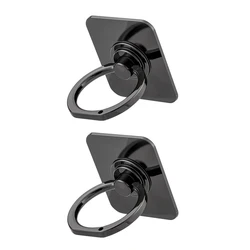 Elegant 360° Rotatable Zinc Alloy Phone Ring Holder and Stand (2X Black)