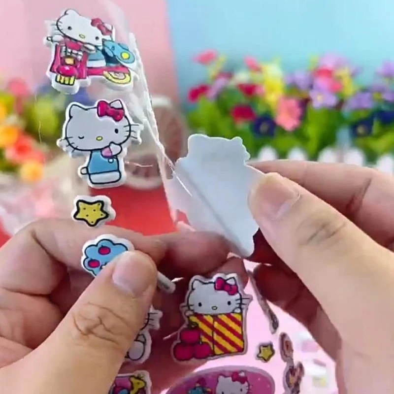 헬로키티 소프트 스티커 DIY 핸드북 장식 스티커 노트북 앨범 다이어리 장식 스티커 귀여운 애니메이션 3D 폼 버블