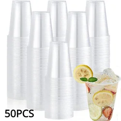 50/100PCS Clear Disposable Plastic Cups for Parties, Birthdays, and Cold Beverages (50PCS)