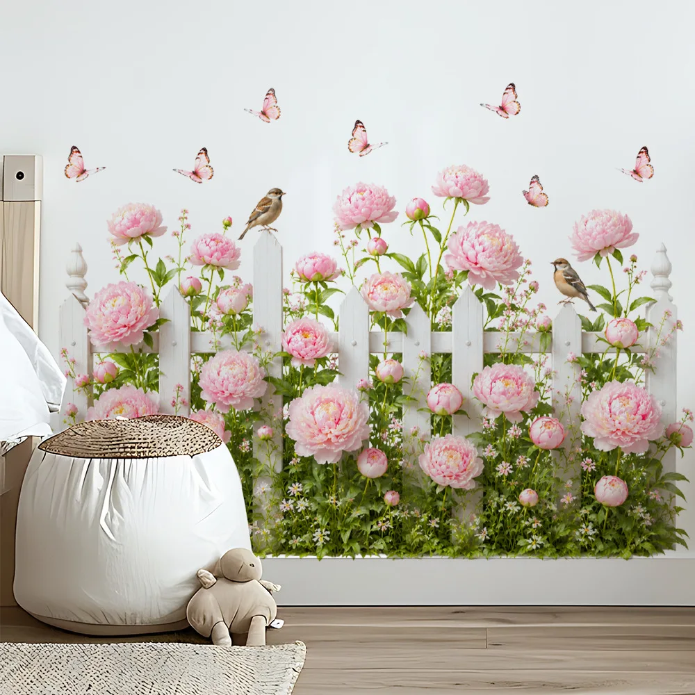 Charming Vintage Peony Bloom Removable Wall Mural Decor
