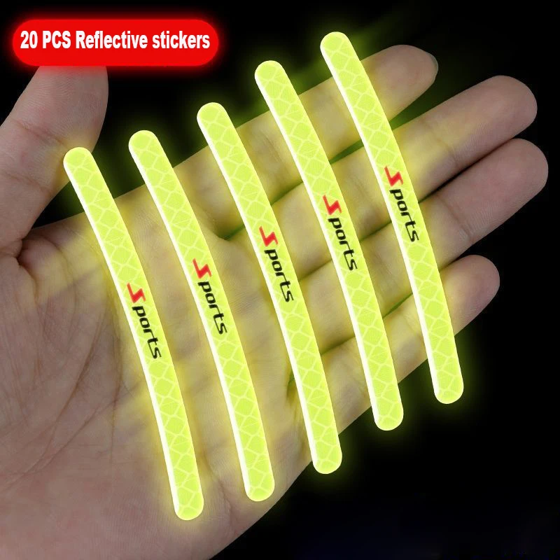 20pcs Car Motorcycle Wheel Reflective Strips Colorful Hub Stickers Universal Night Driving Wheel Car Stickers Auto Moto Decor wheel reflective strips