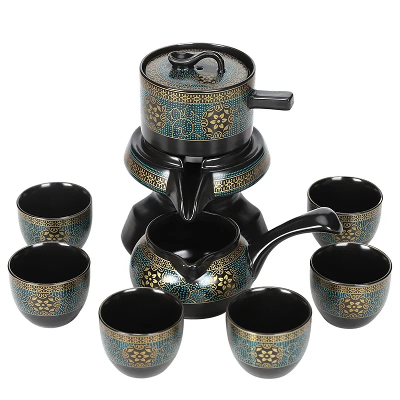 Creative Ceramic Tea Set with Rotating Teapot - طق...