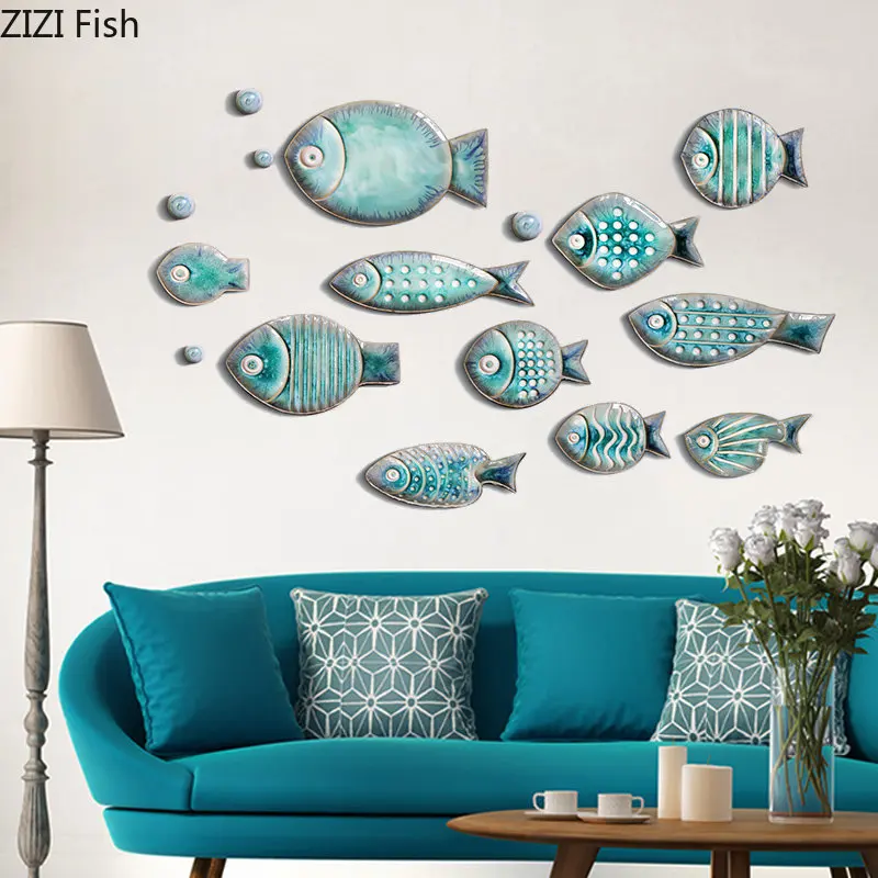Ceramic Fish Wall Decoration Hanging Ornaments Room Aesthetics Decor