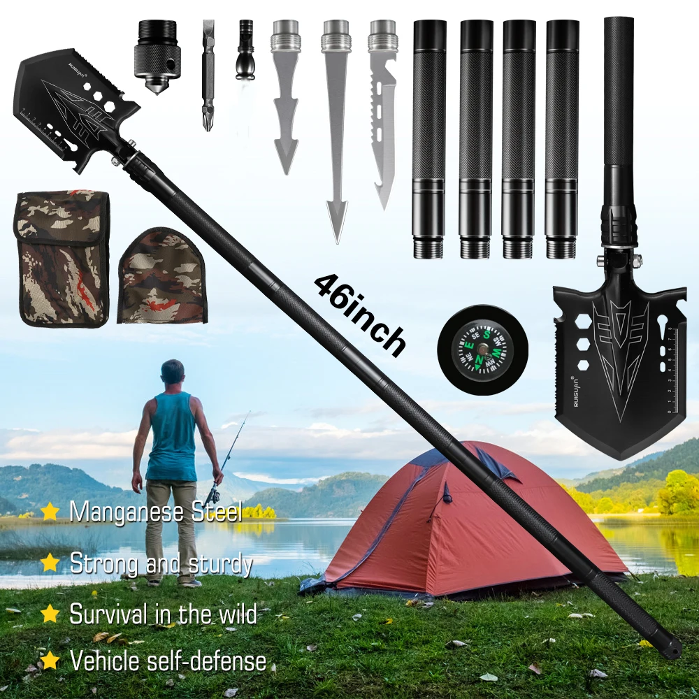 

Multifunctional Tactical Shovel Folding Outdoor Survival Shovel Gardening Tools Spade Self Defense Camping Safety With Bag