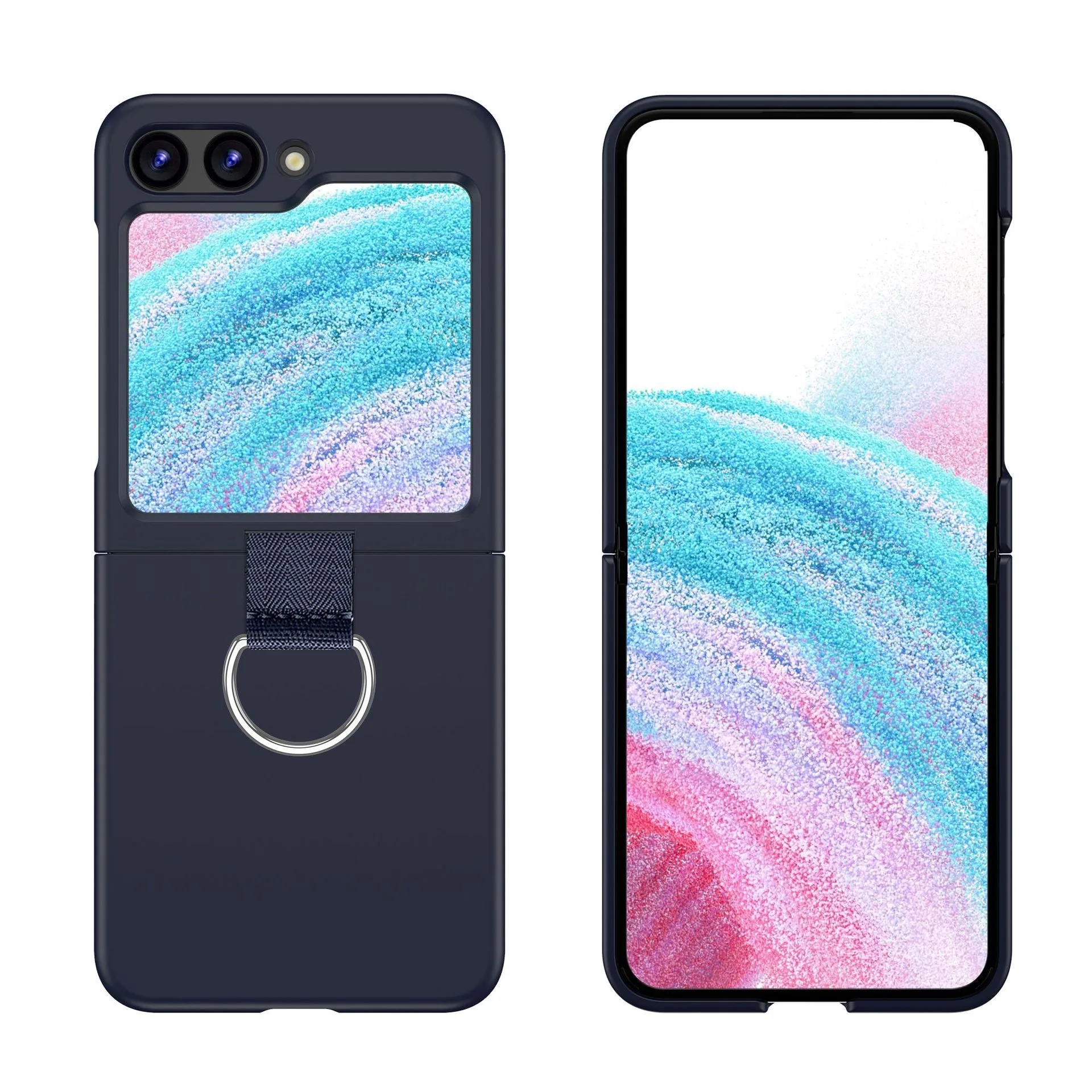Matte Solid Color Ring Holder Shockproof Silicone Case - Korean Style