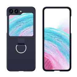 Matte Solid Color Ring Holder Shockproof Silicone Case - Korean Style - Samsung Z Flip 8 (Navyblue)
