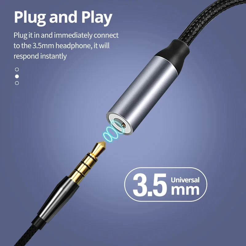 USB Type C 3.5 Jack Earphone Adapter USB C to 3.5mm Headphones AUX Audio Adapter Cable 5pcs