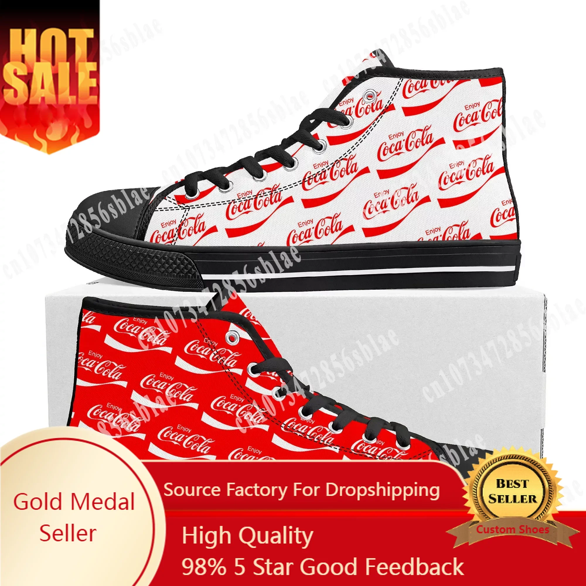 

Coca-Cola High Top High Quality Sneakers Mens Womens Teenager Canvas Sneaker Casual Custom Made Shoes Customize DIY Shoe Black