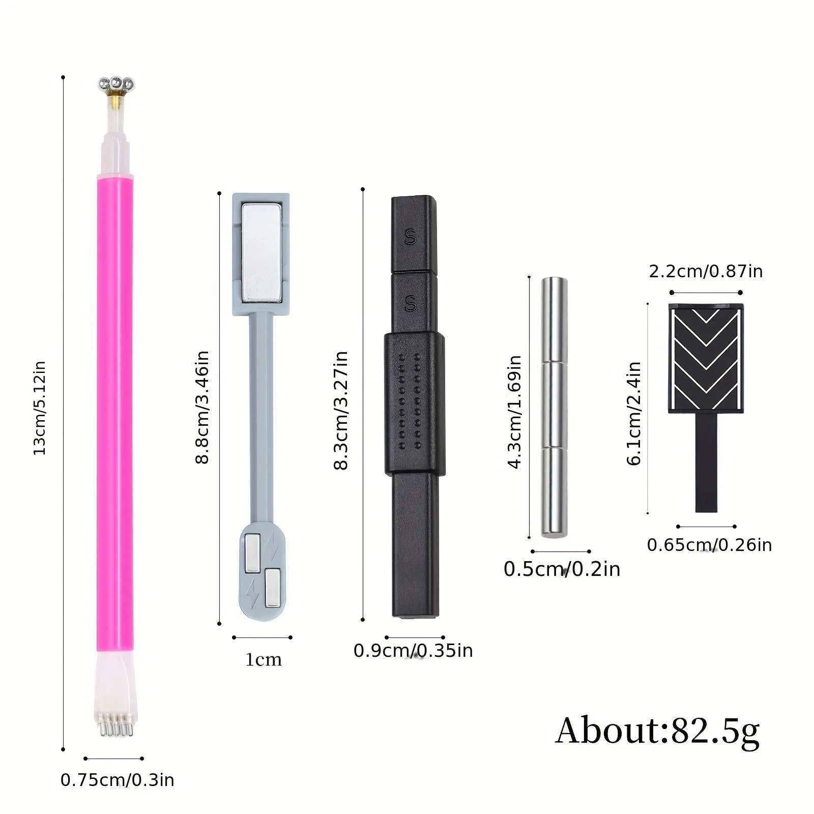 Magnet Stick Wand Set 12pcs For 3D Magnetic Cat Eye Gel Lightning & Plum Blossom Designs UV Gel Nail Art Tools