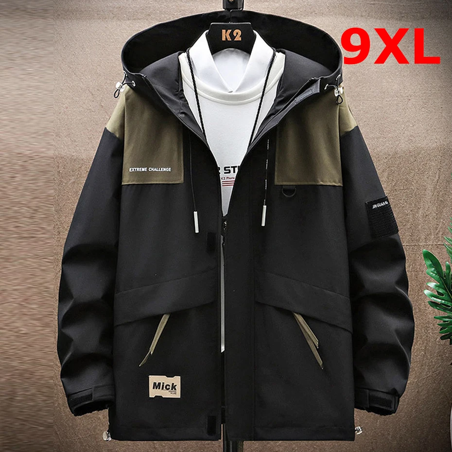 Windbreak Jacket Men Fashion Casual Patchwork Jacket Coat Plus Size 8XL 9XL Spring Autumn Waterproof Jackets Male Outerwear