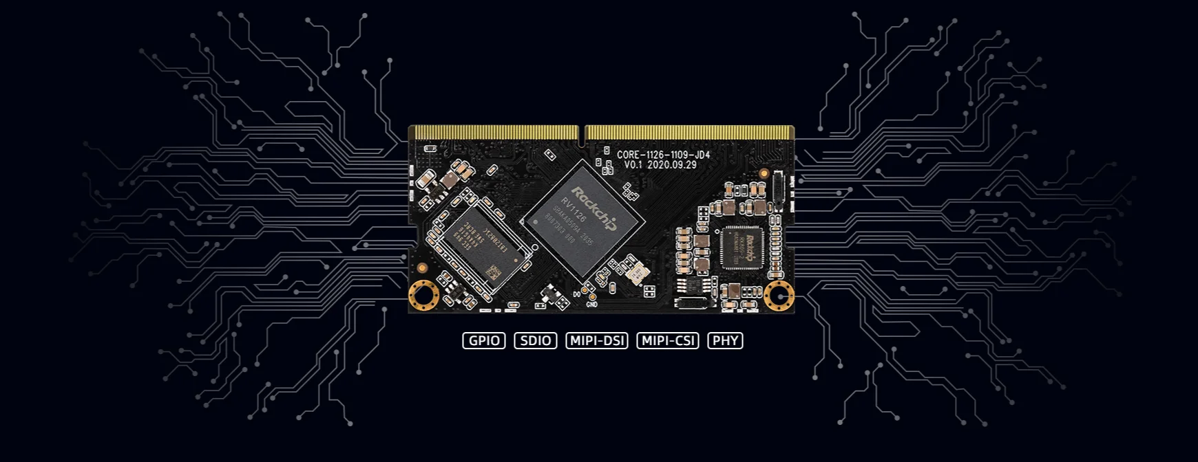 Core-1126-JD4 NPU 2.0Tops Rockchip RV1126 يدمج NEON وFPU RISC-V MCU 1GB / 2يدعم GB DDR4 نظام التشغيل Buildroot QT 13 S52d94a71e413447fab3f39c045b7d22aw