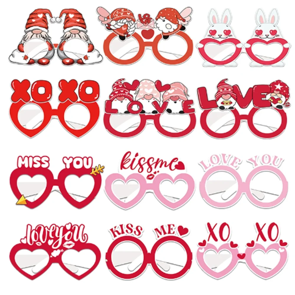 

Бумажные очки в форме сердца на День Св. Валентина, реквизит для фотобудки на День Св. Валентина, аксессуары для украшения