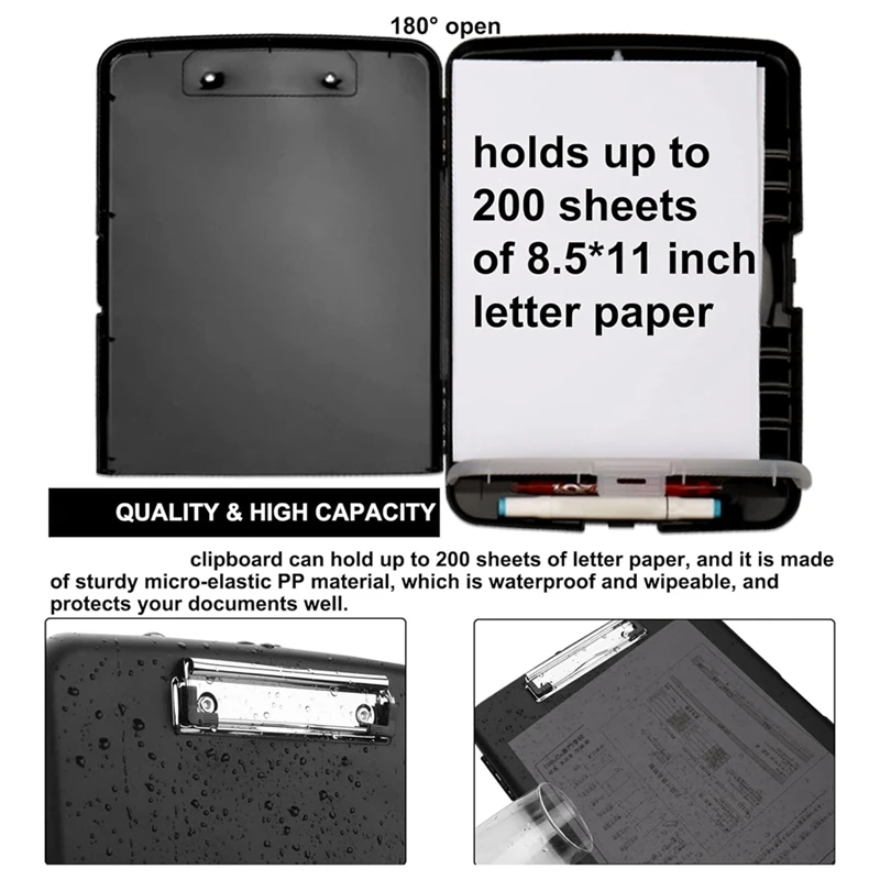 Plastic Storage Clipboard With Compartment - Heavy Duty Letter Sized Clipboard For Nurses & Students