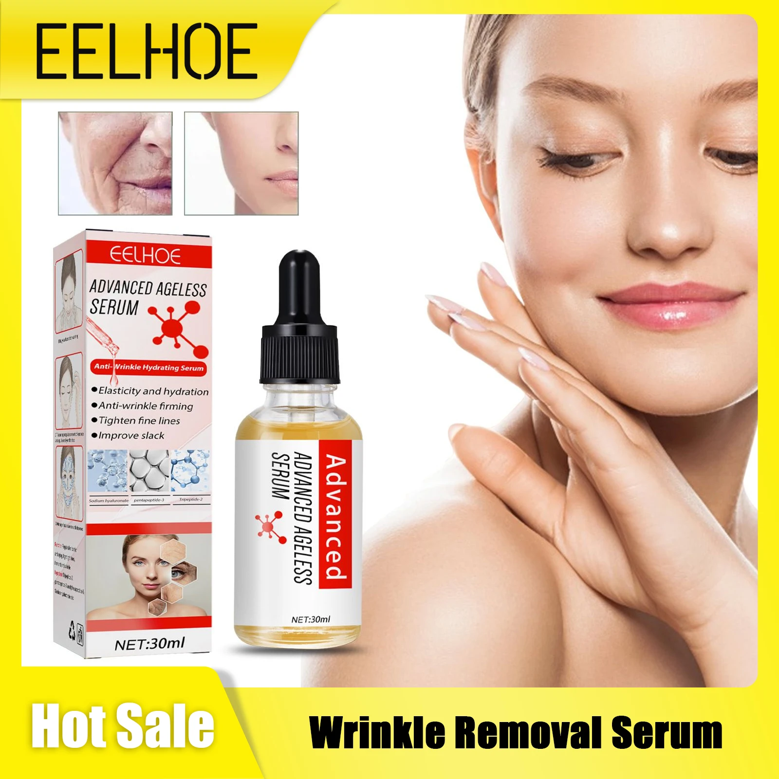 Anti Aging Serum Remove Fine Lines Firming Moisturizing Whitening Hydrating Improve Dullness Brightening Wrinkle Smooth Essence teeth whitening serum brightening remove plaque yellow stains oral hygiene fresh breath clean mouth dental care beauty solution