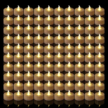 Candlium 100 Pack bougies chauffe-plat LED sans flamme jaune chaud bougies à piles plus de 200 heures pour décor de mariage d'anniversaire votif 1
