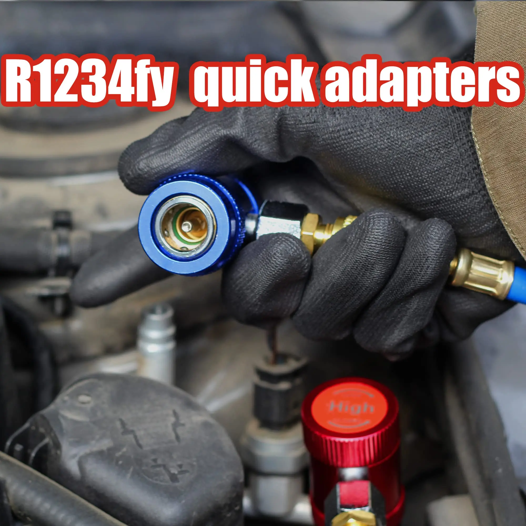 R1234yf Quick Connector Adapter Auto AC High/Low Side R1234yf Quick Couplers Refrigerant Adapters Conversion Kit 2Pcs