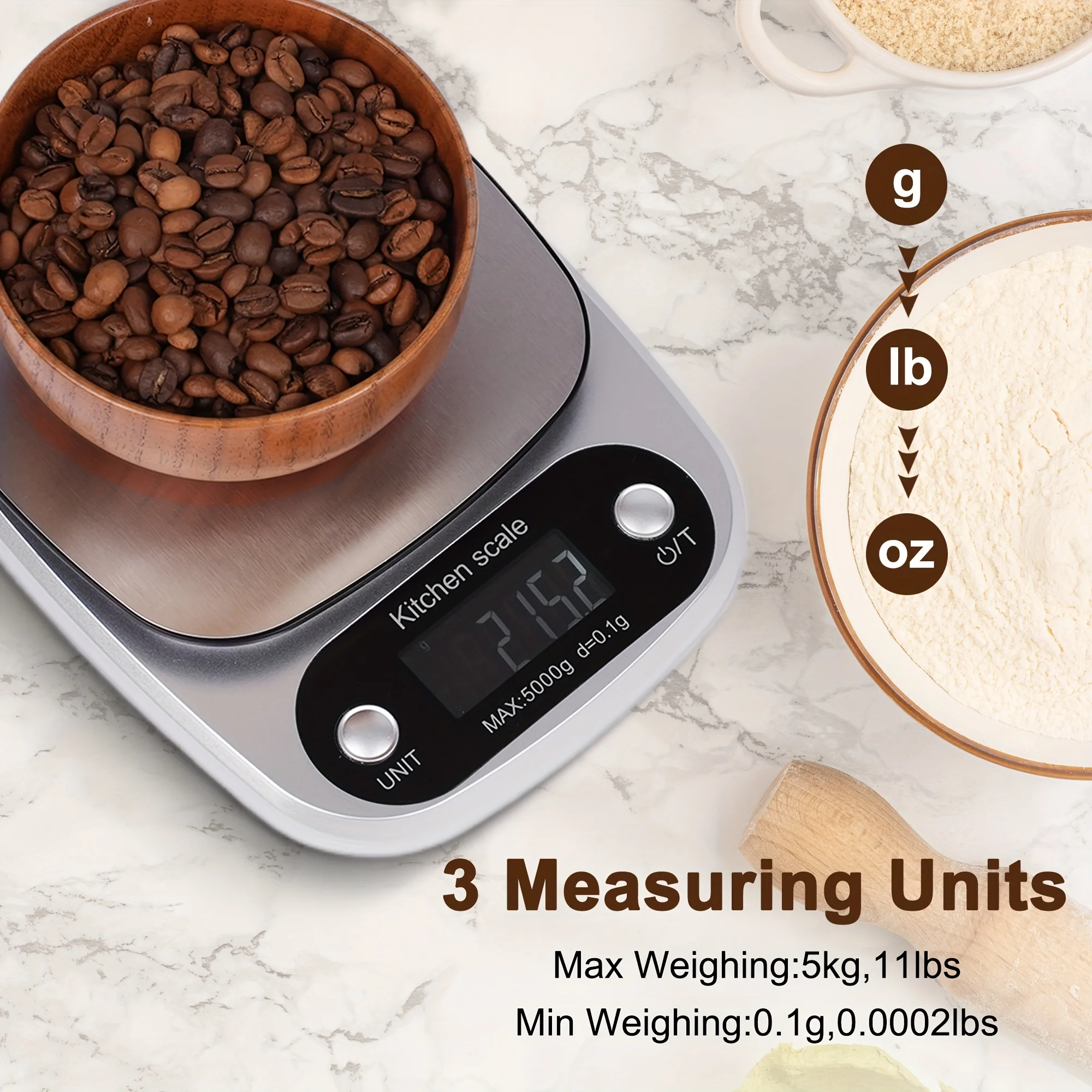 Premium Digital Kitchen Scale with High Precision and LCD Display - Stainless Steel Platform for Cooking and Baking