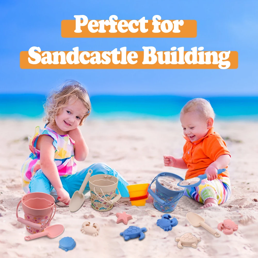 Set 6 giochi da spiaggia per bambini con secchiello e paletta_voghion.com