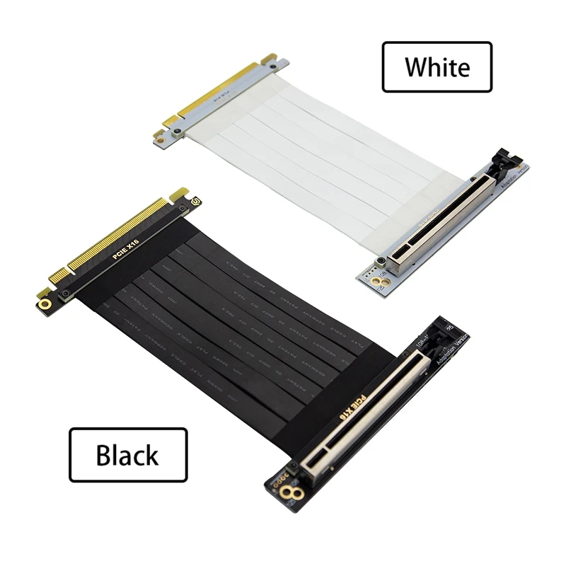 

Новинка, черно-белая графическая карта Riser PCI-E x16 ATX для ПК, вертикальный 90-градусный GPU GEN3 PCI-E 3,0 16X, кабель расширения Riser 10 ~ 100 см