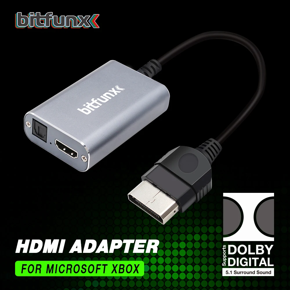 Bitfunx HDMI Adapter for XBOX Classic Retro Gaming Consoles HD Cable Accepts 5.1 Dolby Digital Surround Sound