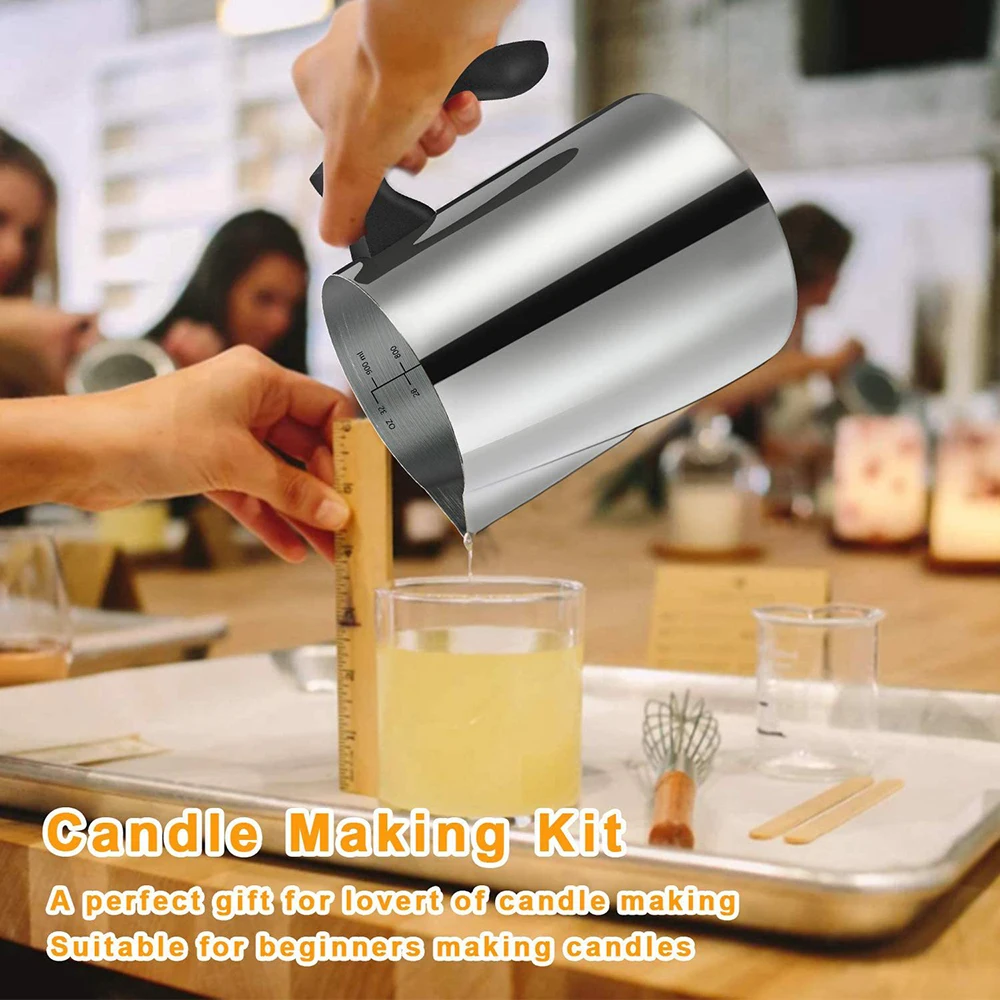 DIY Candle Kit Candles Making Tool Set Sticker Thermometer Stirring Spoon Stainless Steel Wax Melting Pot Candle Making Supplies candle making kit candle making supplies