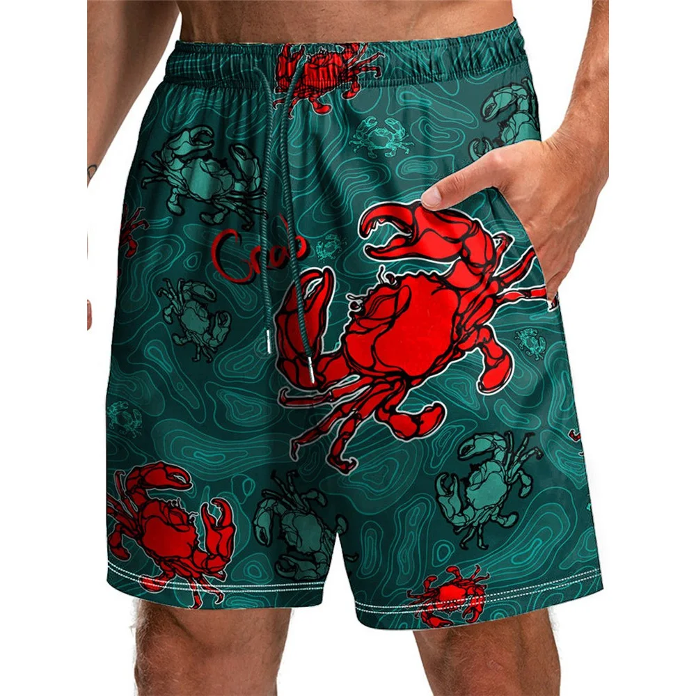 HXFashion Men's Shorts American Independence Day Flag Printed Board Shorts Polyester Pockets Pants Sportswear Men Clothing