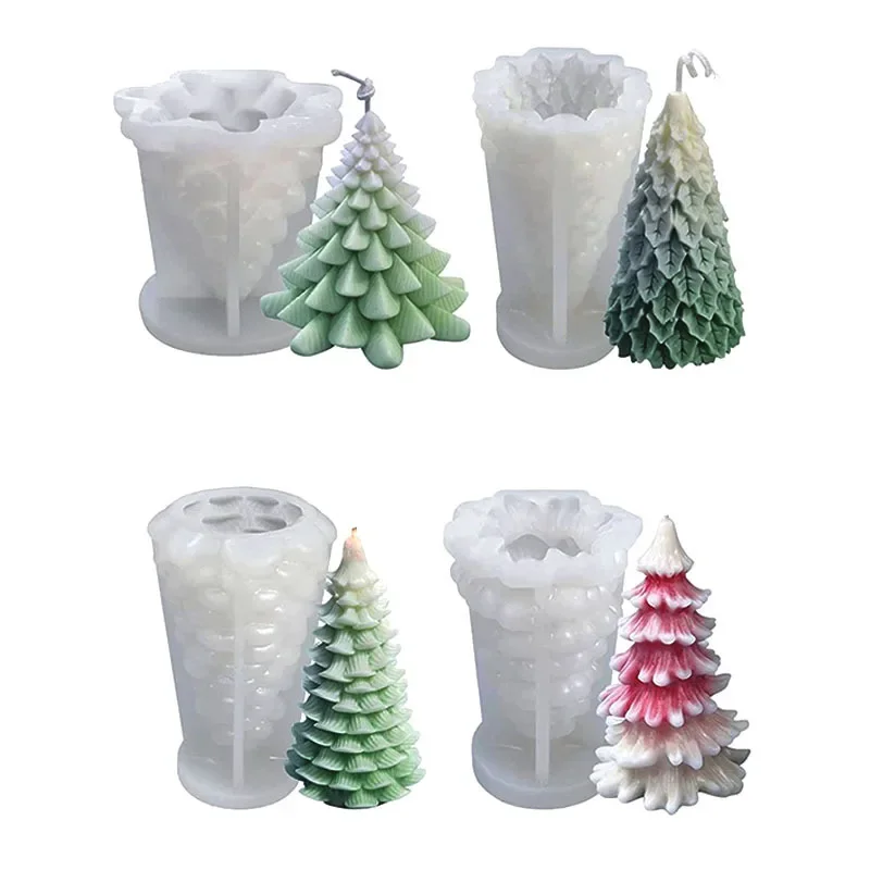 3D Christmas Tree Candle Silicone Mold DIY Christmas Candle Making Kit Handmade Soap Plaster Resin Baking Tools Holiday Gifts