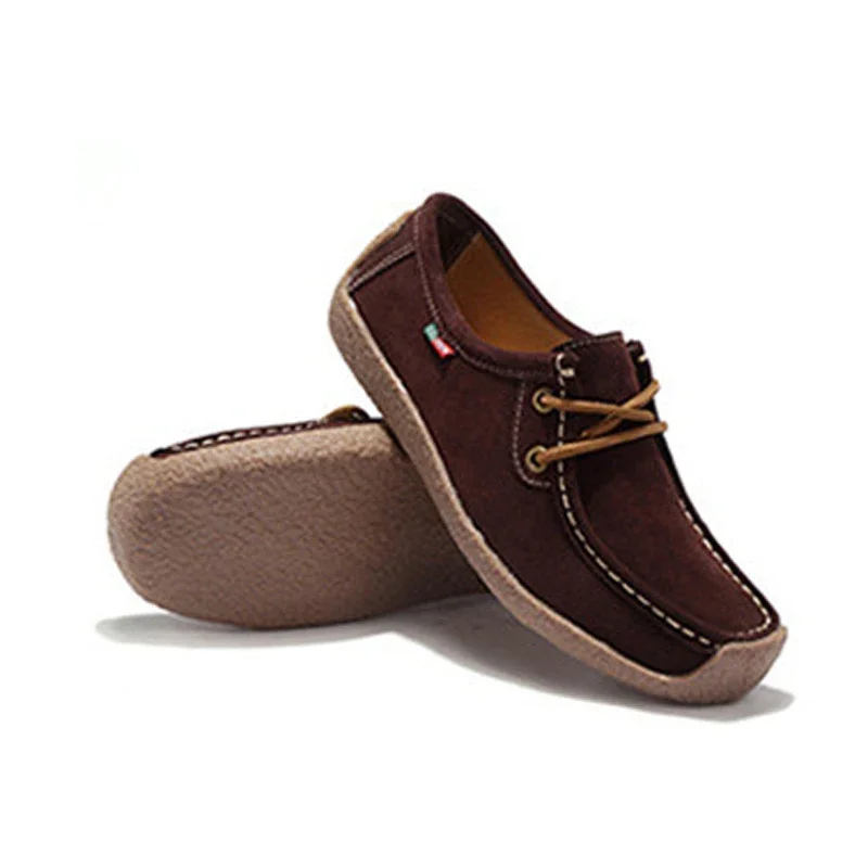 BEYARNE Brand Women Genuine Leather Flat Shoes Lace up Sneakers Autumn Oxford Shoes Female Loafers Casual Suede Flats Stitching women shoes