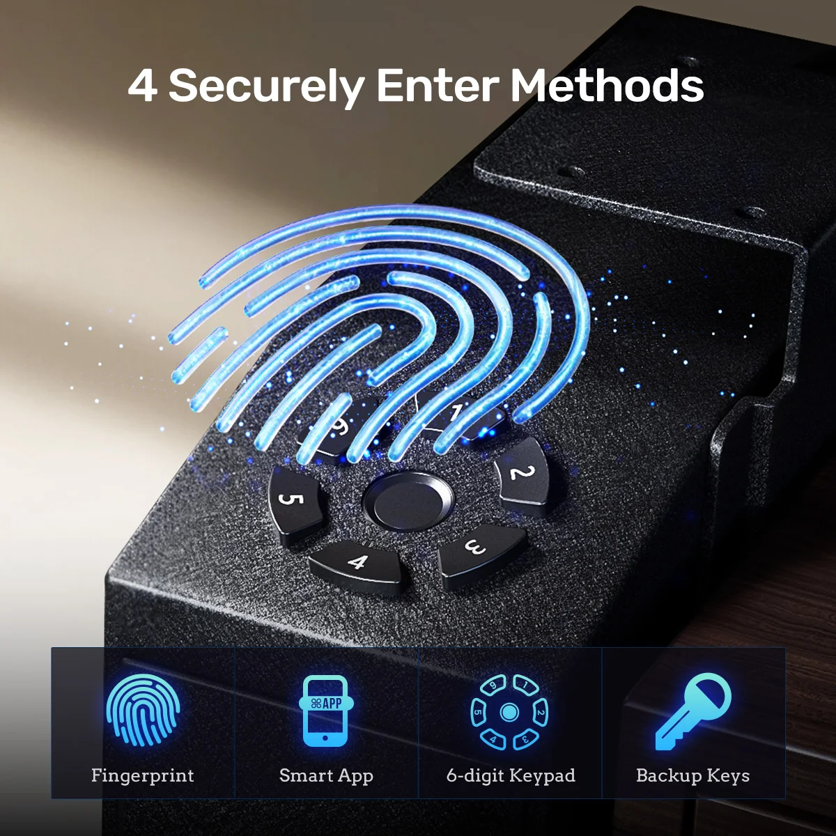 Steel Biometric Fingerprint Gun Safe for Handguns and Pistols