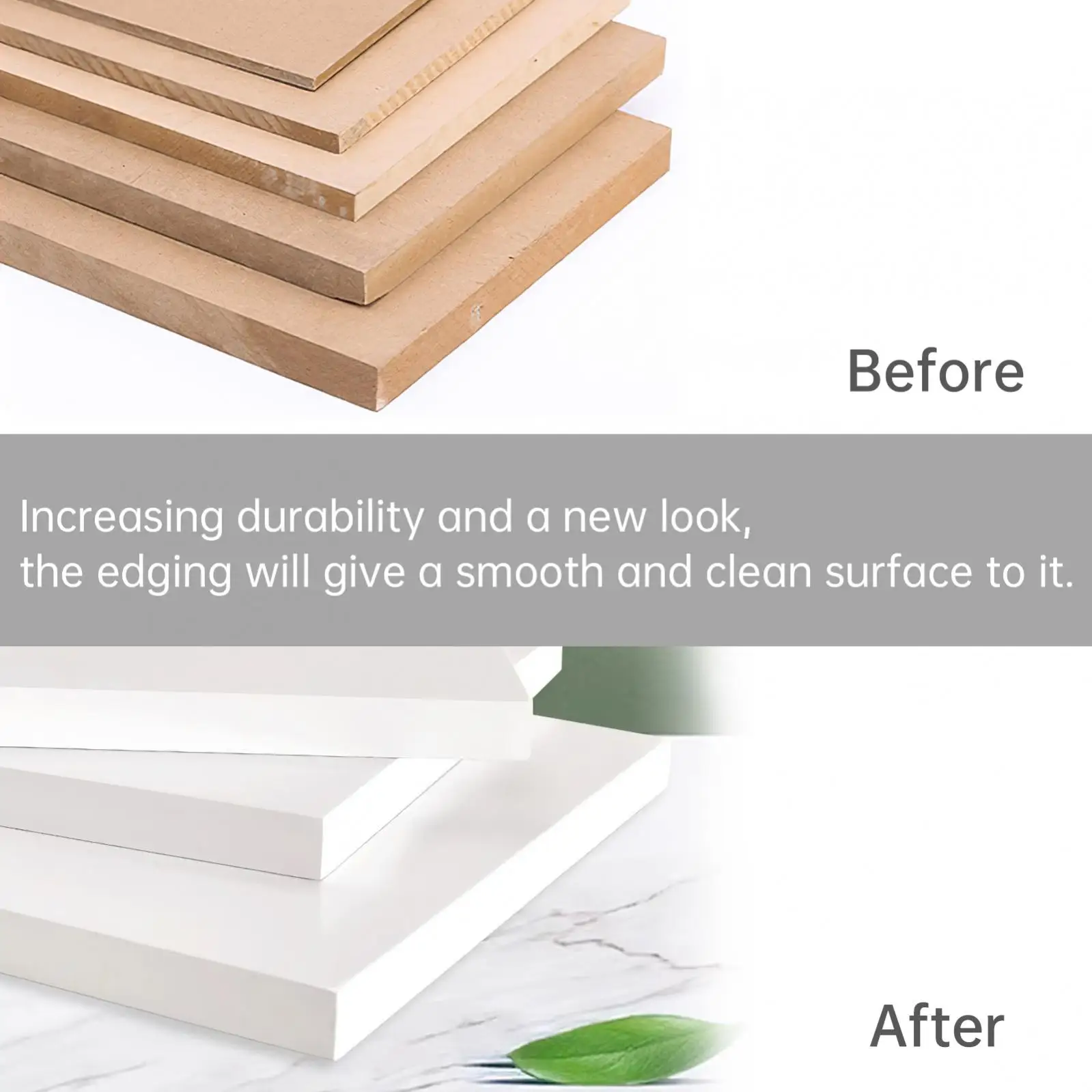 7.62M Black / White Hot Melt Adhesive PVC Edge Banding Pre-glued Veneer Edging for Plywood Table / Cabinet Decor