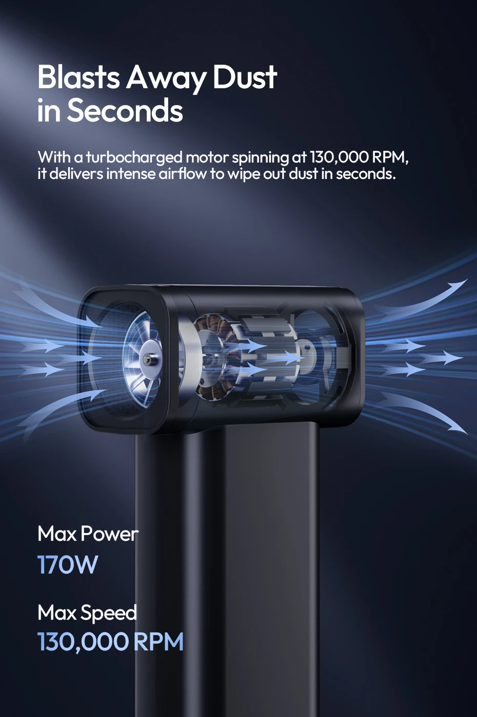 AD02 STORM Electric Air Duster II 130,000 RPM Max for Camera Smartphone Cleaning