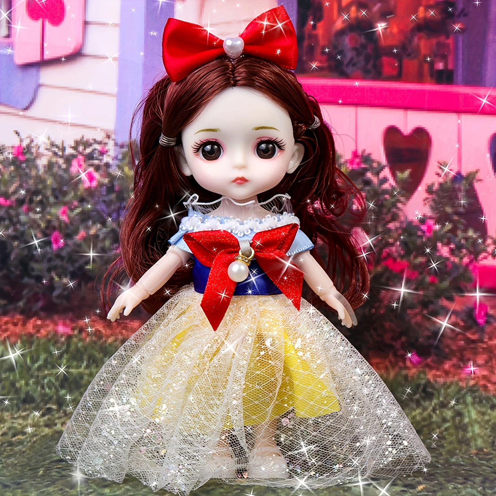 

Cute White Snow princess Doll, 6.3 inch cute doll ornaments, holiday gifts, limbs can swing, children's room ornaments dolls.