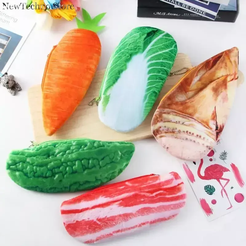 Funny Stationery Pencil Bag Cosmetic Bag Pencil Case Useful Fruit Vegetable Office School Supplies Plush Box Students Kid pencil cases